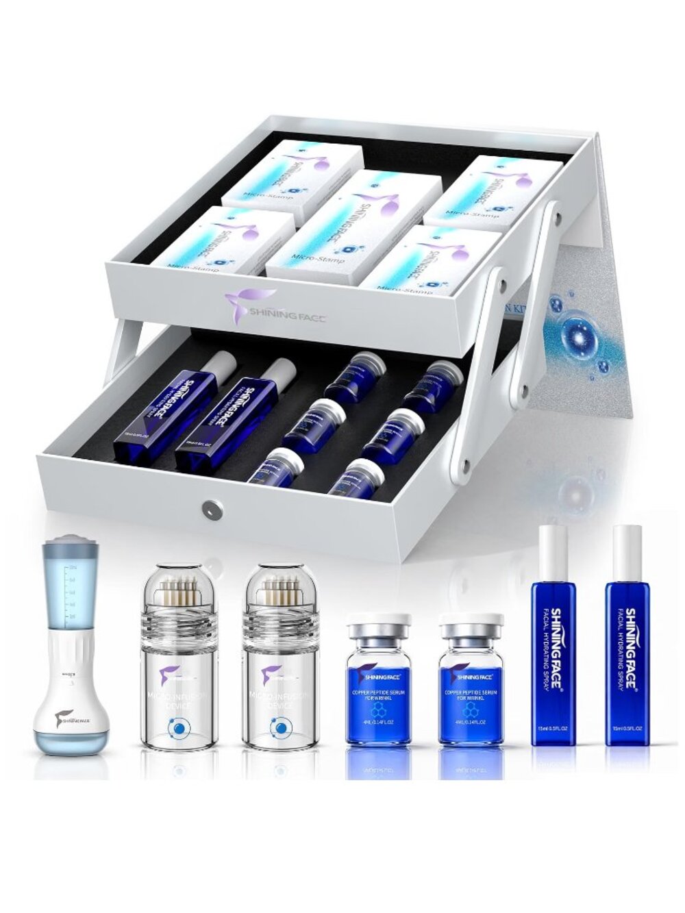 NEW Shining Face Blue Copper Peptide Micro-Infusion System Anti-Wrinkle Stamp